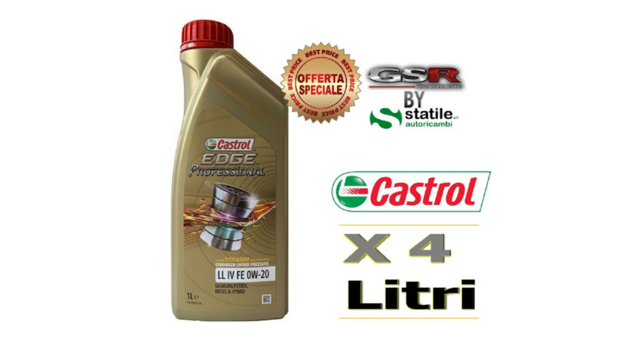 4 Litri Olio-Lubrificante Castrol Edge Prof 0w20 LL IV/04 FE Lt.1